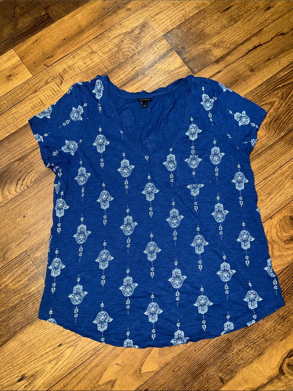 Women's Blue V-Neck Top